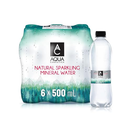 AQUA CARPATICA 500ml x 6 Naturally Sparkling Sprudel Natürliches Mineralwasser, Natriumarm, Nitratfrei, Mit Natürlichen Elektrolyten, Calcium und Magnesium, Natürlich prickelnd, 100% Recycelbar