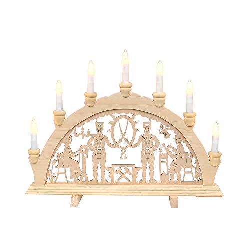 Wichtelstube-Kollektion Holz Schwibbogen Bergleute Lichterbogen Weihnachten, handwerklich hochwertige Weihnachtsdeko,45 x 4 x 33 cm