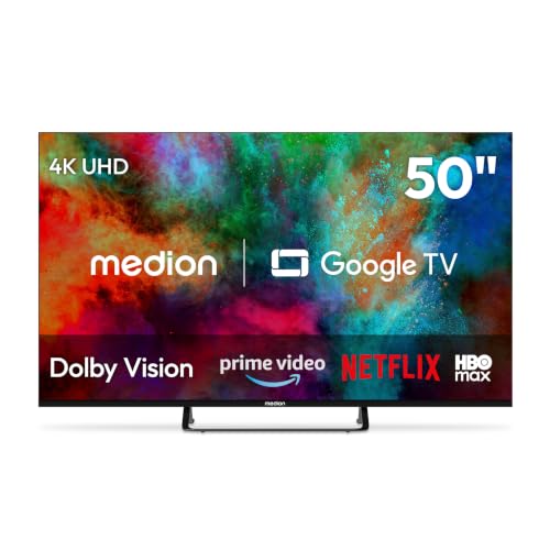 MEDION 125,7 cm (50 Zoll) Fernseher 4K Smart TV - MD 850401 | Dolby Vision HDR, Prime Video, Disney+, kompatibel mit Google TV, PVR, Bluetooth