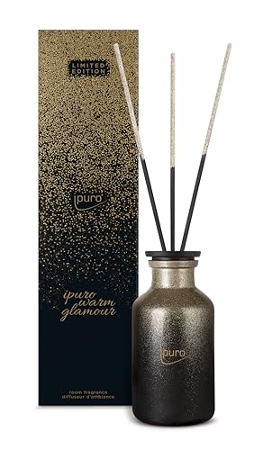 ipuro Warm Glamour Raumduft 240ml - Limitierte Edition Weihnachtsduft Mandel Jasmin & Vanille Duft - langanhaltender Raumerfrischer für ein festliches Zuhause - Lufterfrischer - Diffuser mit Stäbchen