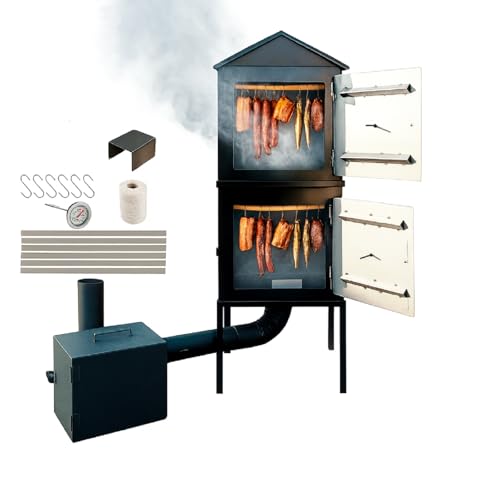 Räucherkammer Stahl Räucherofen Räucherschrank Zwei Kammer Garten 50x50x120 cm