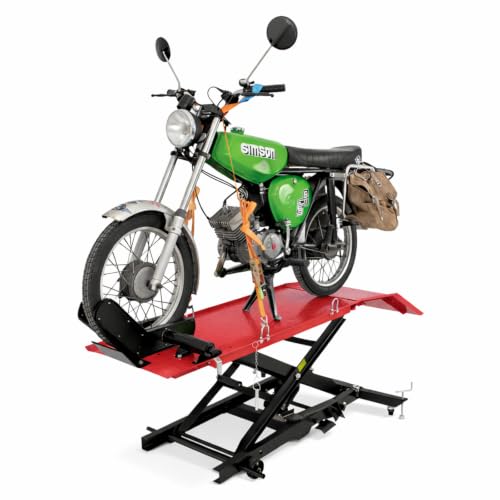 TRUTZHOLM Motorradhebebühne hydraulisch 360 kg Breite 50 cm kleine Montagebühne Heber Motoradlift Scherenheber Hubständer Motorrad Hebebühne für kleine Motorräder und Mopeds (Rot)