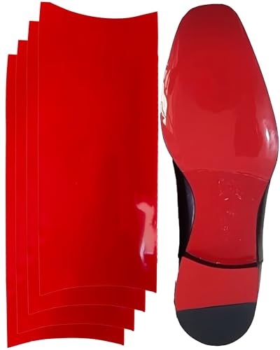 BHXANZOU Sohlenschutz, kompatibel mit Christian Louboutin Schuhen, rote Unterseite, selbstklebender Schuhsohlenschutz, Ersatz für Louboutin-Schuhe, Rot, 4 Stück, 15,2 x 11,4 cm