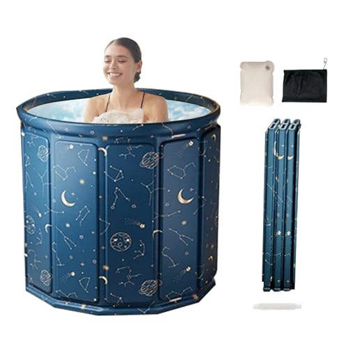Faltbare Badewanne für Erwachsene, 80 x 65 cm, Tragbare Eisbadewanne für Eisbäder oder heiße Bäder, Badewanne mit Polster und Abflussrohr für Dusche, Spa und Sauna