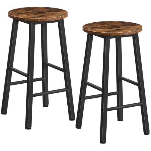 HOOBRO Barhocker 2er-Set, Barstühle, Küchenstühle, geeignet für Esszimmer, Küche, Bartheke, robust und stabil, Industrial Style, Vintagebraun-Schwarz EBF07BY01G1