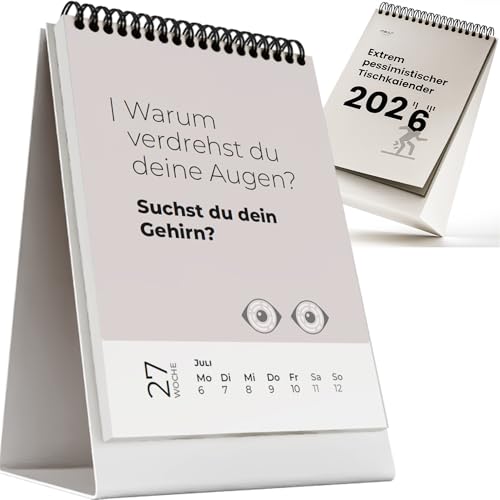 Demotivierender Tischkalender 2026 – Lustiger Wochenkalender mit 52 unmotivierenden sarkastischen Sprüchen – Witziger Tischkalender Büro & Home Office – Geschenkidee für Kollegen, Freunde, Mitarbeiter