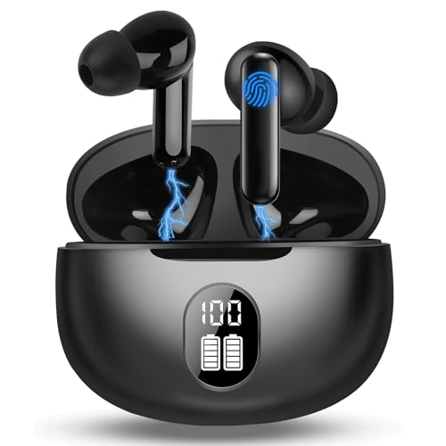 Bluetooth Kopfhörer,Bluetooth Kopfhörer 5.3 in Ear,Kabellose Kopfhoerer LED-Anzeige Headphones IPX7 Wasserdicht Kopfhörer Kabellos,30 H Spielzeit, Noise Cancelling Kopfhoerer USB-C Schnellaufladung 