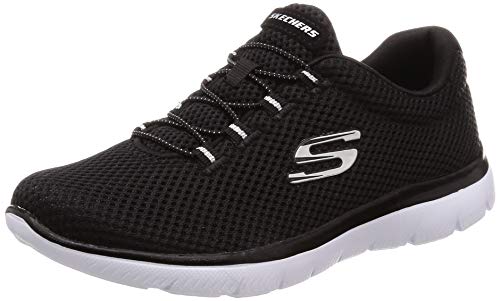 Skechers Damen Summits 12985 Turnschuhe, Black Mesh/ White Trim, 40 EU