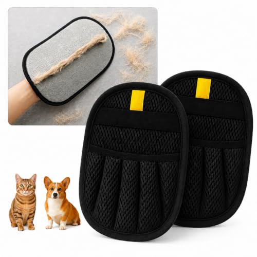 ZenithyrEn Tierhaarentferner Handschuh 2er Set – Verdicktes Design mit starker elektrostatischer Saugkraft, Fell Magnet handschuh,haarentfernungshandschuh, tierhaarentfernungshandschuh