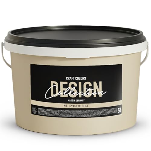 Craft Colors® 5L hochwertige Wandfarbe edelmatt, Kreidefarbe made in Germany, DESIGN Collection No. 129 Beige