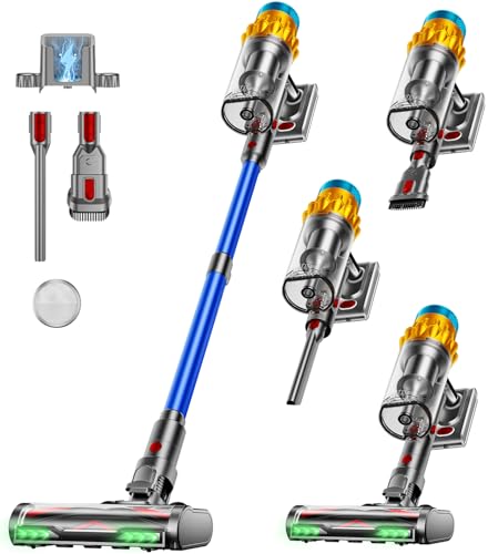 AIDTIPS Akku Staubsauger, 50KPA/600W/70Mins Staubsauger Kabellos mit Selbststehend, 1,8L Großer Staubbecher, Anti-Tangle-Bürste, 8-stufiges Filtersystem Grünes Licht für Hartböden Teppiche Tierhaare