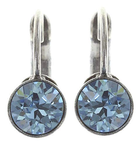 Black Jack Ohrhänger mit Klappverschluss in Aquamarine, hellblau Fassung Silber