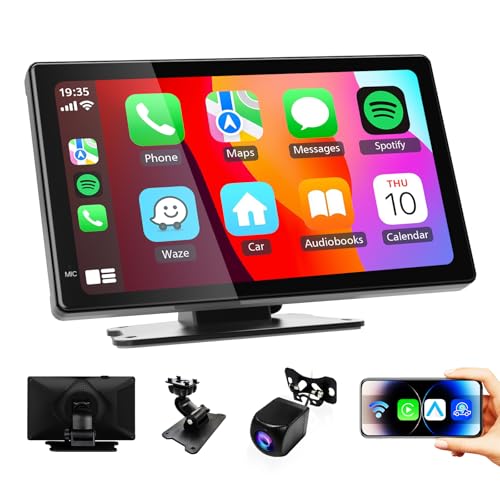 Haudio Wireless Carplay Android Auto Display mit 7 Zoll Touchscreen,carplay Display mit Mirror Link,Live-Navigation, Play Music,Siri,G00gle Sprachassistent,Bluetooth 5.0, AUX,FM