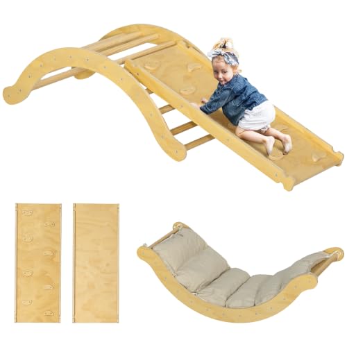 AIYAPLAY 4-in-1 Montessori Klettergerüst für Kinder 1,5-4 Jahre Naturholz
