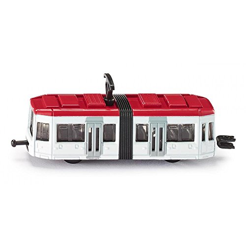 Siku 1011, Straßenbahn, Metall/Kunststoff, Weiß/Rot, Standard Eisenbahnkupplungen zum Verbinden mit Anderen Zügen