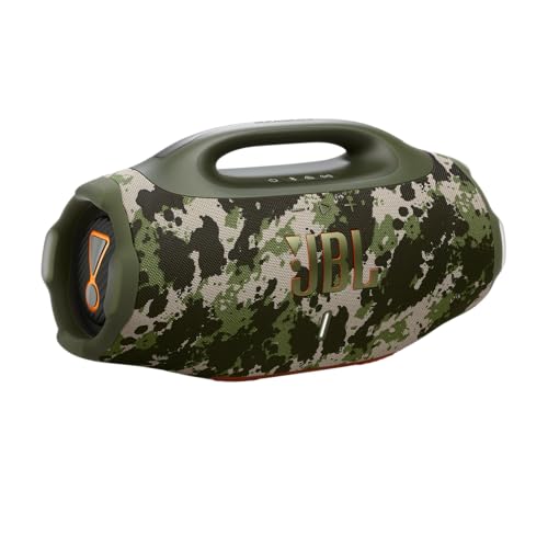 JBL Boombox 4 Tragbarer Bluetooth Lautsprecher, JBL Pro Sound mit AI Sound Boost, IP68 Wasser- und Staubdicht, Bis zu 34h Wiedergabe, Auracast Multi-Speaker, 2 Bass-Boost-Modi, Camouflage