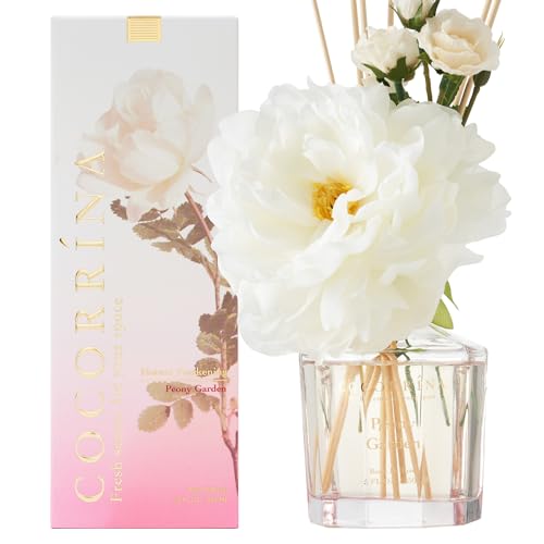 Cocorrína Blume Raumduft mit 8 Duftstäbchen 250ml- Pfingstrose Garten, Natürlich, Langanhaltend, Reed Diffuser für Haus Schlafzimmer Büro Badezimmer Regal Dekor (Master-Kollektion
