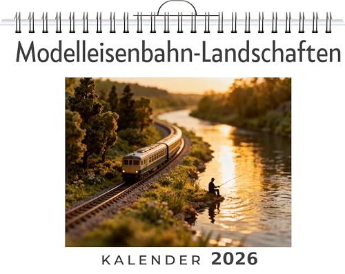 Modelleisenbahn-Landschaften: Wandkalender 2026, Kalender DIN A4 quer, Monatskalender im Querformat mit Kalendarium, das perfekte Geschenk