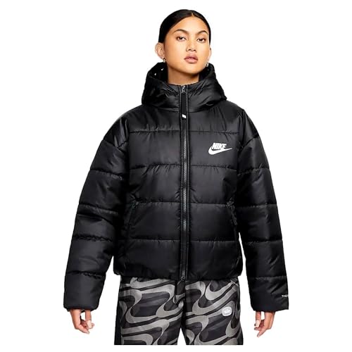 Nike Womens Hooded Jacket Sportswear Therma-Fit Repel, Black/Black/White, DX1797-010, M