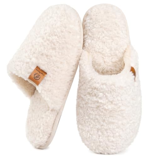 EverFoams Damen Hausschuhe Memoryschaum Leichte Creme Weiß, 38-39 EU
