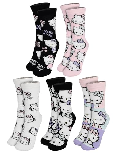 United Labels Hello Kitty Socken für Damen - Allover Frauen Sneaker Strümpfe 38-43 (5er Pack)