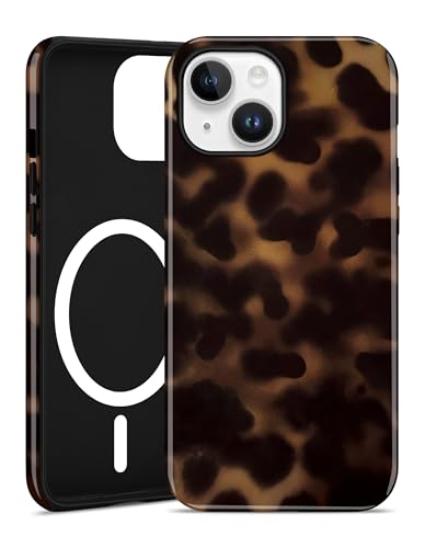 Jusy Magnetische Leopard Hülle für iPhone 13/14, Schildpatt