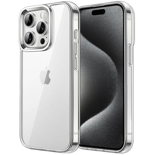 JETech Hülle für iPhone 15 Pro 6,1 Zoll, Anti-Vergilbung Handyhülle Stoßfest, Schutzhülle Anti-Kratzt Transparent Rückseite (Durchsichtig)