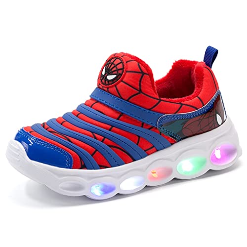 IRON JF Licht led Schuhe Kinder,Glühende Trainer Jungen Leuchtschuhe mädchen, Blinkt Sneaker Outdoor Sportschuhe Atmungsaktives Prickelnd Laufschuhe Turnschuhe (Color : Plüschs Red, Size : 26 EU)