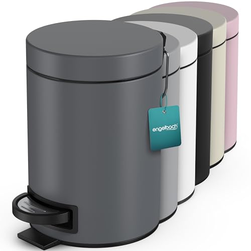 Engelbach® Mülleimer Bad 3L - Mit Pedal bedienbarer Abfalleimer, Anthrazit