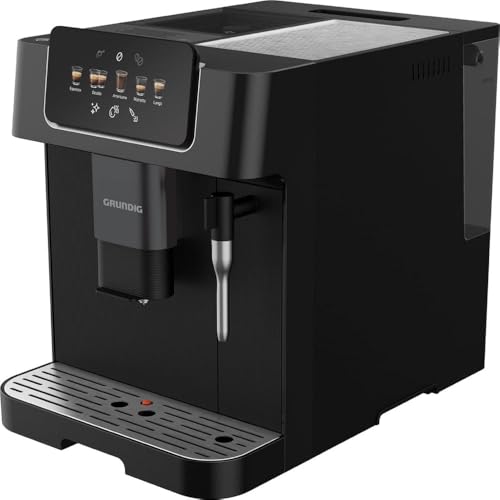 Grundig - KVA 6230 Kaffeevollautomat - 19 Bar Pumpendruck - 13-stufiges Edelstahl-Mahlwerk - Milchaufschäumdüse - 2L Wassertank - Tassenwärmer - Doppel-Auslauf - Schwarz/Silber - Robust