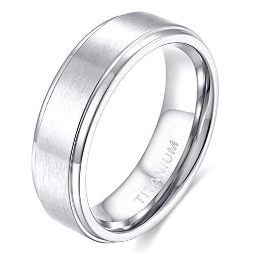 Zakk Ring Herren Damen Titan Verlobungsringe Eheringe Trauringe Silber Gebürstet 4mm 6mm 8mm(Silber-6mm, 62 (19.7))