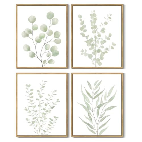 FloralGrace Botanical Wall Art Set 4 Sage Green Eucalyptus Bathroom Kitchen Bedroom Decor, Wandbilder, Poster Set, Bild Badezimmer, Wandbilder Küche, Poster Aesthetic