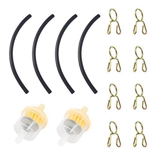 Iyowei 2 Set Motorrad Benzin Kraftstofffilter Universal Benzinschlauch Benzinfilter Kraftstofffilter Vorfilter Schlauchschellen Kraftstoffschlauch Schlauchklemme für Auto Motorrad Roller Rasenmäher