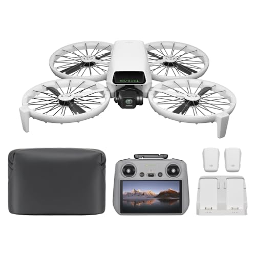 DJI Flip Fly More Combo (RC 2 Fernsteuerung mit Bildschirm) – Mini Drohne mit Kamera 4K, Handstart, Autom. Rückkehr, Intelligent Flight, Follow-Me, 13 km HD-Übertragung, 3 Akkus für 93 Min Flugzeit