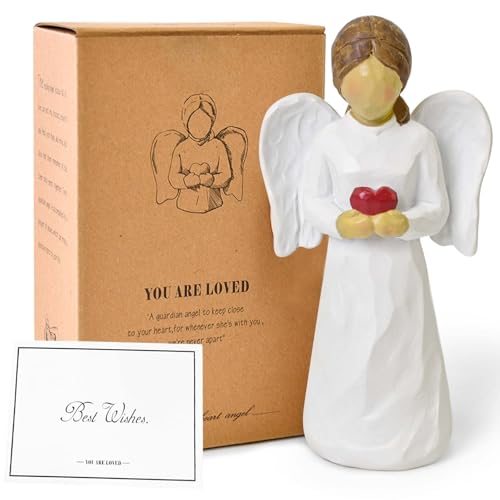 NINNSSOT Schutzengel Geschenk, Engel Figur Guardian Angel Trauergeschenk, Handbemalte Heilung Geschenke für Erinnerung, Engel Deko Statue für Muttertag, Geburtstag, Weihnachten
