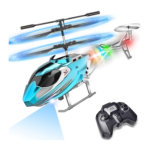 TERRAMUS RC Hubschrauber für Jungen und Erwachsene, 2.4G Ferngesteuerter Hubschrauber mit LED-Licht für Kinder ab 12 Jahren, 3,5 Kanäle, Gyro, Feste Höhe, Start mit Einer Taste, RC Flugzeuge Geschenk