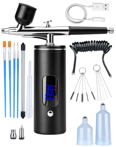 Airbrush Set mit Kompressor 0.3mm Präzision Airbrush Pistole mit LED Anzeig