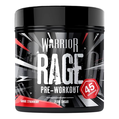 Warrior Rage Pre-Workout Pulver 392g (Wilde Erdbeer) – Energy-Drink Booster mit Kreatin, Beta-Alanin, Koffein & Vitamin C – muskelaturaufbau, Energie, Fokus & Pump – 45 Portionen