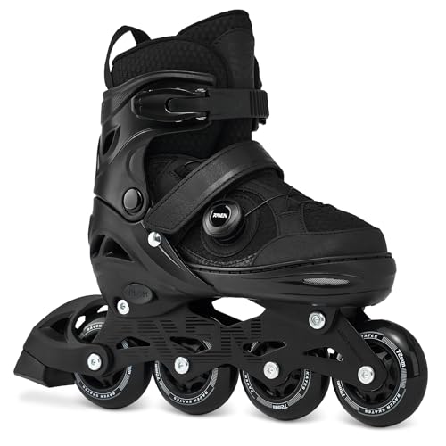 RAVEN Inline Skates Inliner für Kinder und Erwachsene OPTIONAL 2in1 mit Schlittschuhen verstellbar (Oxen PRO Black ohne Kufen, 38-42 (25cm-27,5cm))