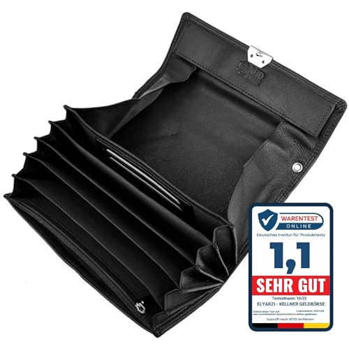 ELYARZI Hochwertige Kellner Geldbörse aus Echtem Leder, Kellner Portemonnaie Schwarz, Taxi Geldbörse, Unisex Kellner Geldbeutel, Bedienungsgeldbeutel Großes Münzfach