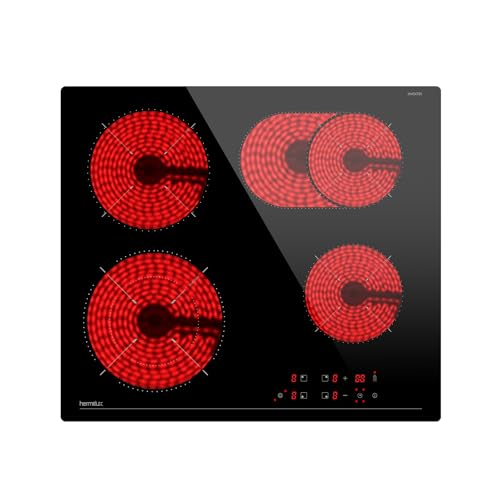 Hermitlux Glaskeramikkochfeld 4 Platten, 9 Heizstufen, Geeignet für Alle Töpfe, 7200W