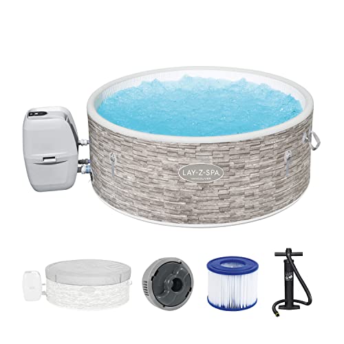 Bestway® Lay-Z-SPA® Vancouver AirJet Plus™ WiFi Whirlpool, 155 x 60 cm, mit App-Steuerung, 3-5 Personen, rund, Stein-Optik