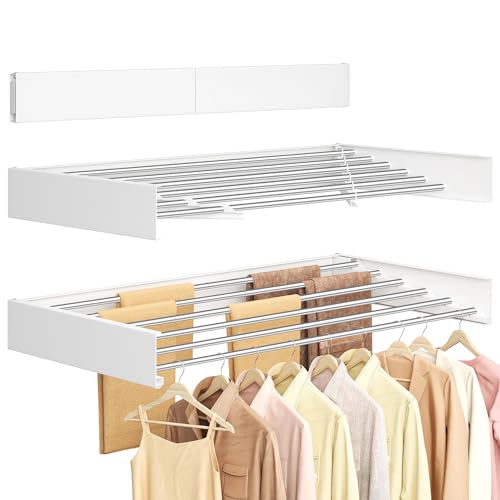 SONGMICS Wäscheständer Wandmontage, klappbar, 6 Stangen, 100 cm