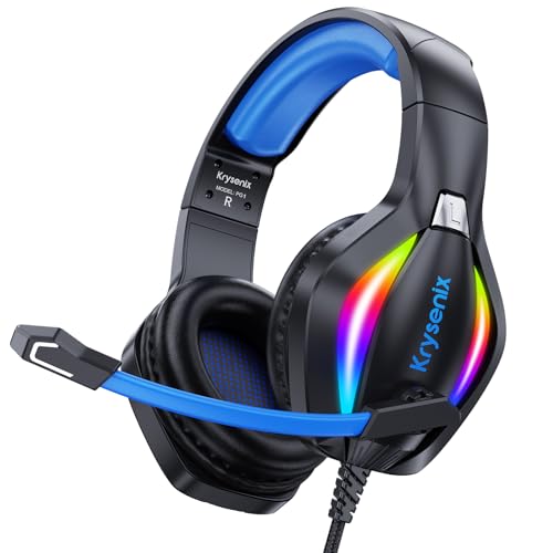 Generisch PG1 Wired Gaming Headset für PS4, PS5, PC, Switch, Xbox, Headset mit Mikrofon, Gaming Headset mit Mikrofon, Noise Cancelling Kopfhörer mit 3.5mm Klinke Schwarz Blau