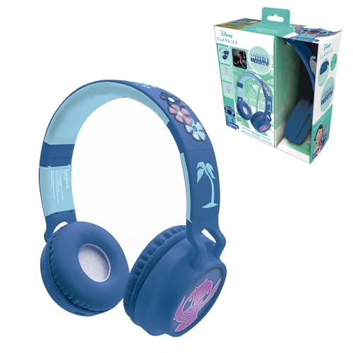 Lexibook - Disney Stitch - 2-in-1-Kopfhörer mit Stitch-Details und Lichteffekten, hochwertiger Sound mit Begrenzung auf 85 dB, zusammenklappbar, verstellbar, wiederaufladbar, HPBT015DLXB