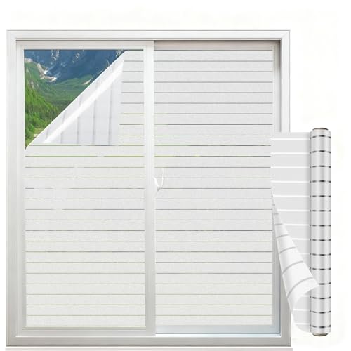 shinfly Fensterfolie Streifen 44,5 x 200 cm Fensterfolie Blickdicht,Milchglasfolie selbstklebend, statisch haftend, Anti‑UV, Sichtschutz und Privatsphäre, für Fenster in Zuhause und Büro