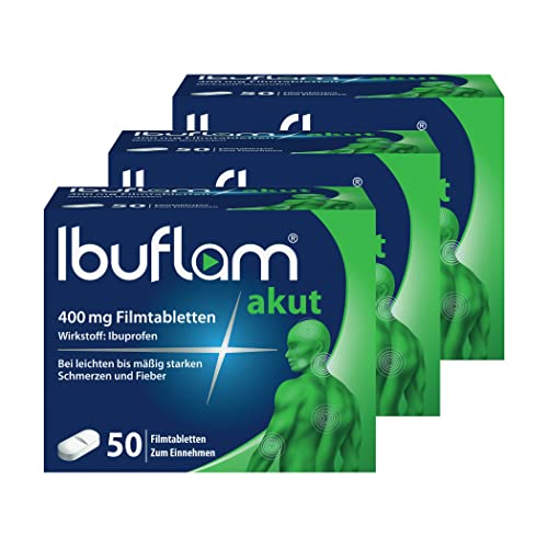 Ibuflam® 400 mg Ibuprofen Schmerztabletten | Vorteilspack 3x50 Stück | Schnelle Wirkung bei Schmerzen, Fieber & Erkältung