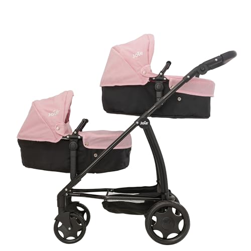 Joie Junior Evalite Twin Kinderwagen | Doppelter Kinderwagen in Pink & Schwarz | Doppel-Puppenwagen mit Höhenverstellbarem Griff und Mehreren Sitzoptionen | Geeignet ab 3 Jahren
