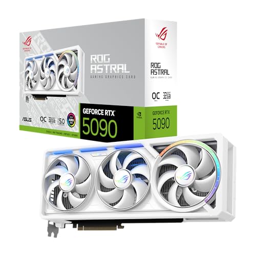 ASUS ROG Astral GeForce RTX 5090 32GB GDDR7 White OC Edition Gaming Quad-Lüfter-Grafikkarte (NVIDIA DLSS 4, 3,8-Slot Design, PCIe 5.0, 3X DP 2.1b, 2X HDMI 2.1b, Weiß)