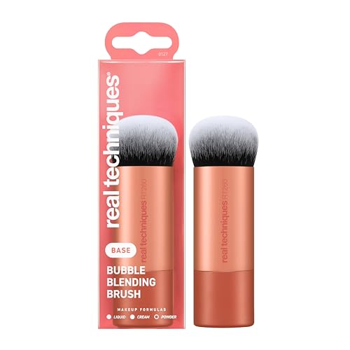 Real Techniques Bubble Blending Make-up-Pinsel, Mehrzweck-Gesichtsbürste für Flüssig-, Creme- und Puderprodukte, einzigartiger Bürstenkopf, synthetische Borsten, vegan und tierversuchsfrei, 1 Stück
